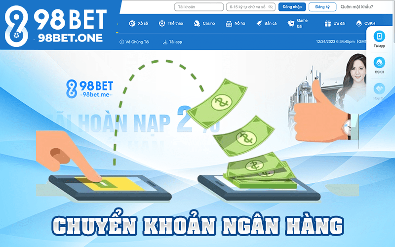 Rút tiền 98bet chuyển khoản ngân hàng