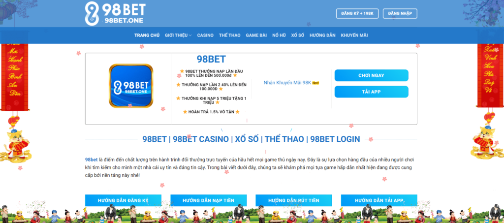 Giao Diện Trang Chủ 98Bet